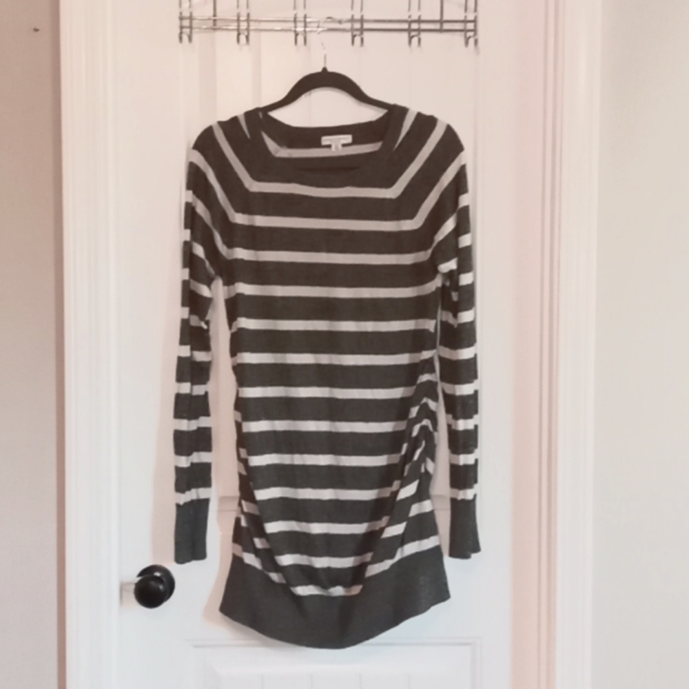 Cinched Side Stripped Maternity Dress